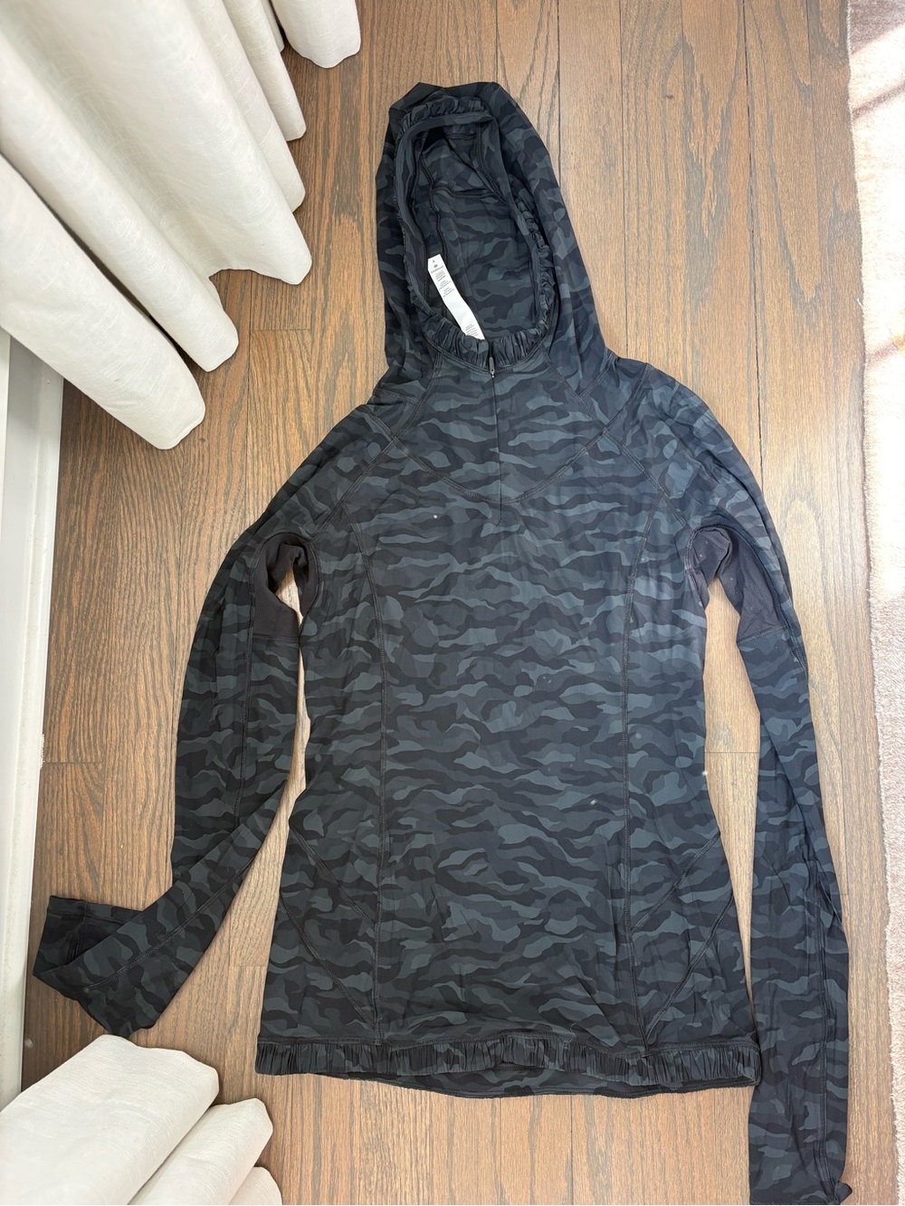 lululemon athletica Black Camo Hooded Active Pullover